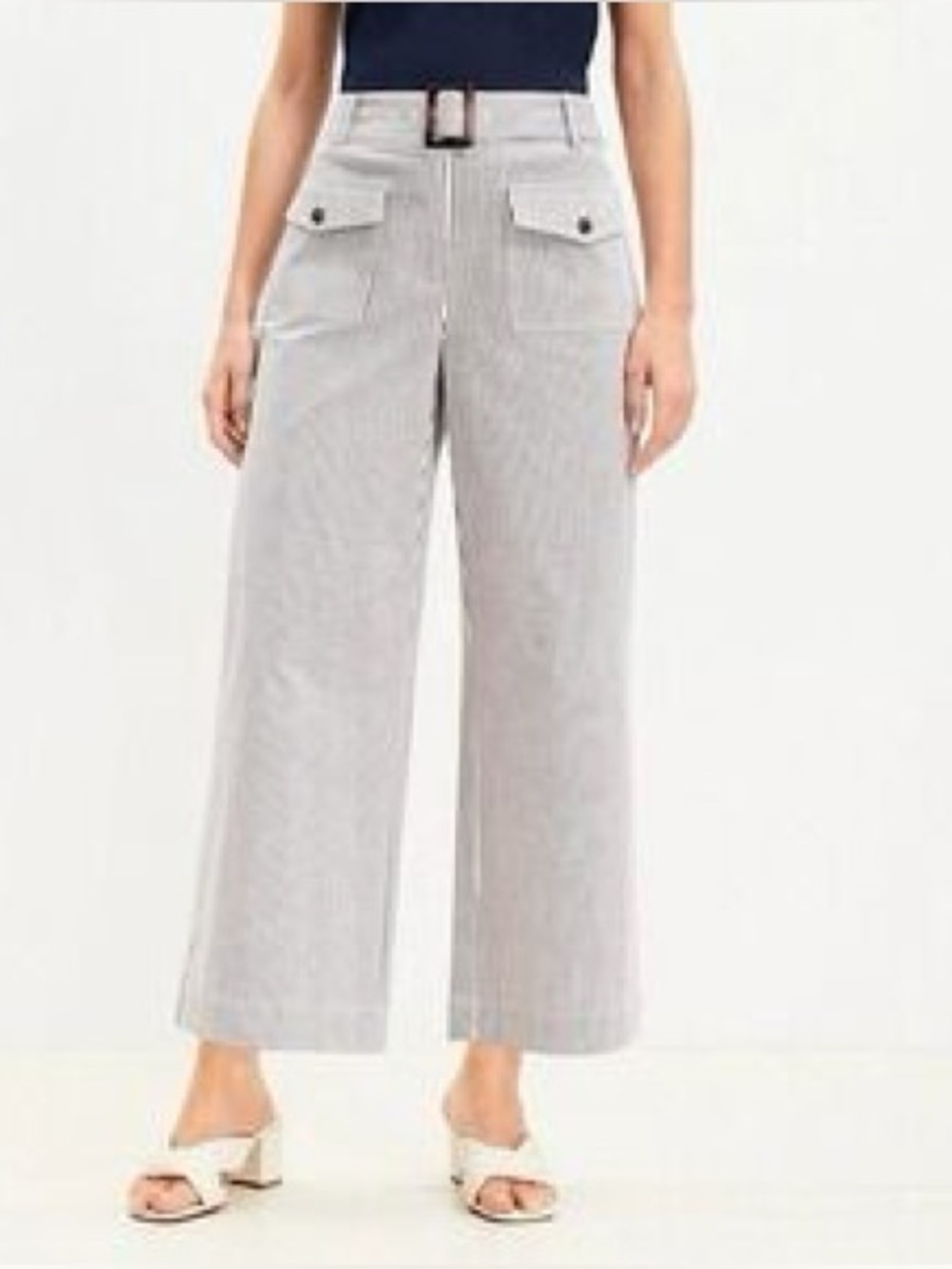 LOFT high-rise wide-leg pants with a matching fabric belt Size 0P (d4)
